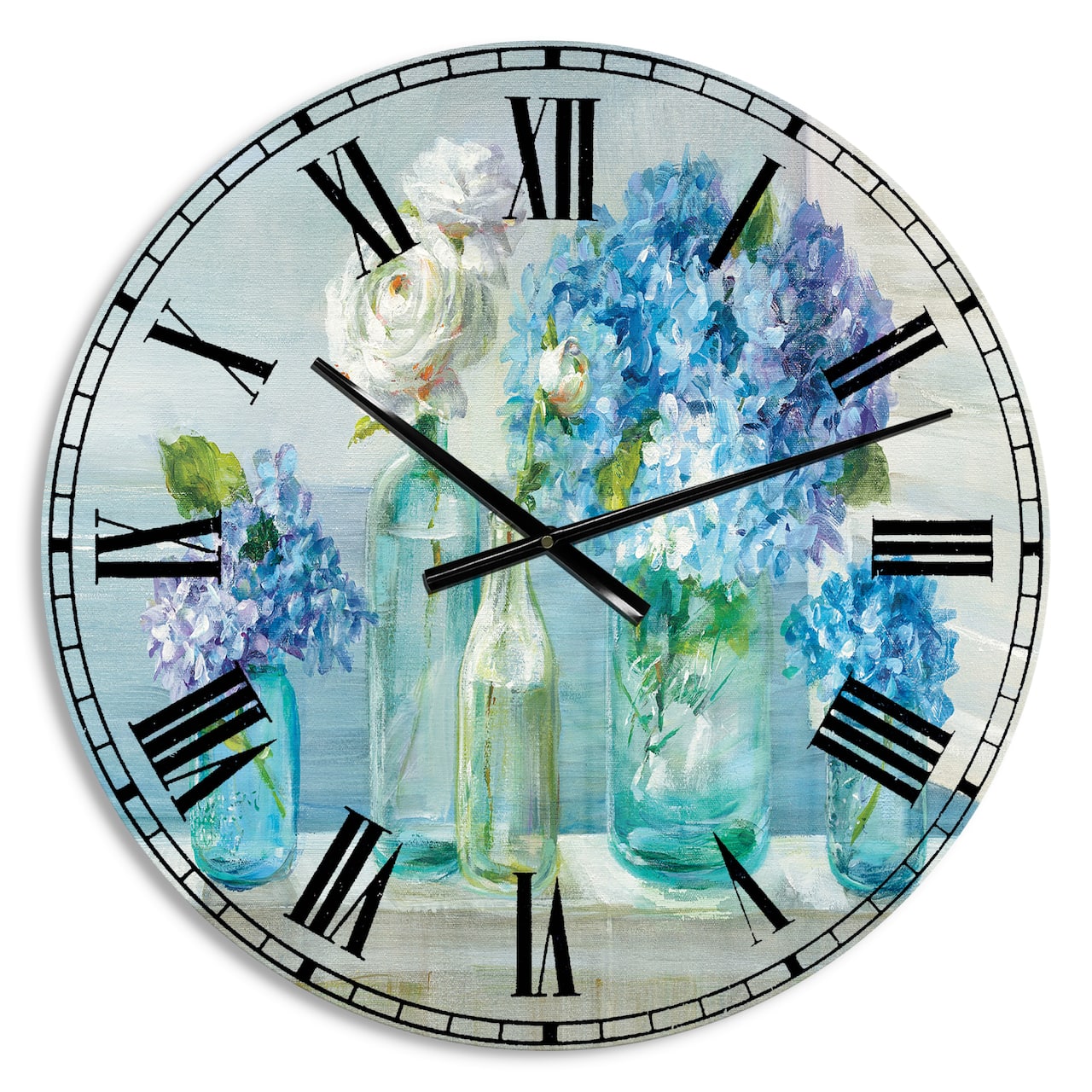 Designart 'Coastl Flowers Bouquets Coastal Wall Clock